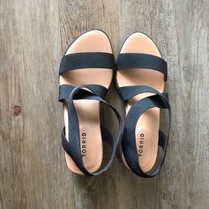 TORRID Black Elastic Strap Block Heel